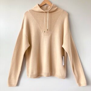 Halston 100% Extra Fine Merino Wool Sweater LG camel mock neck